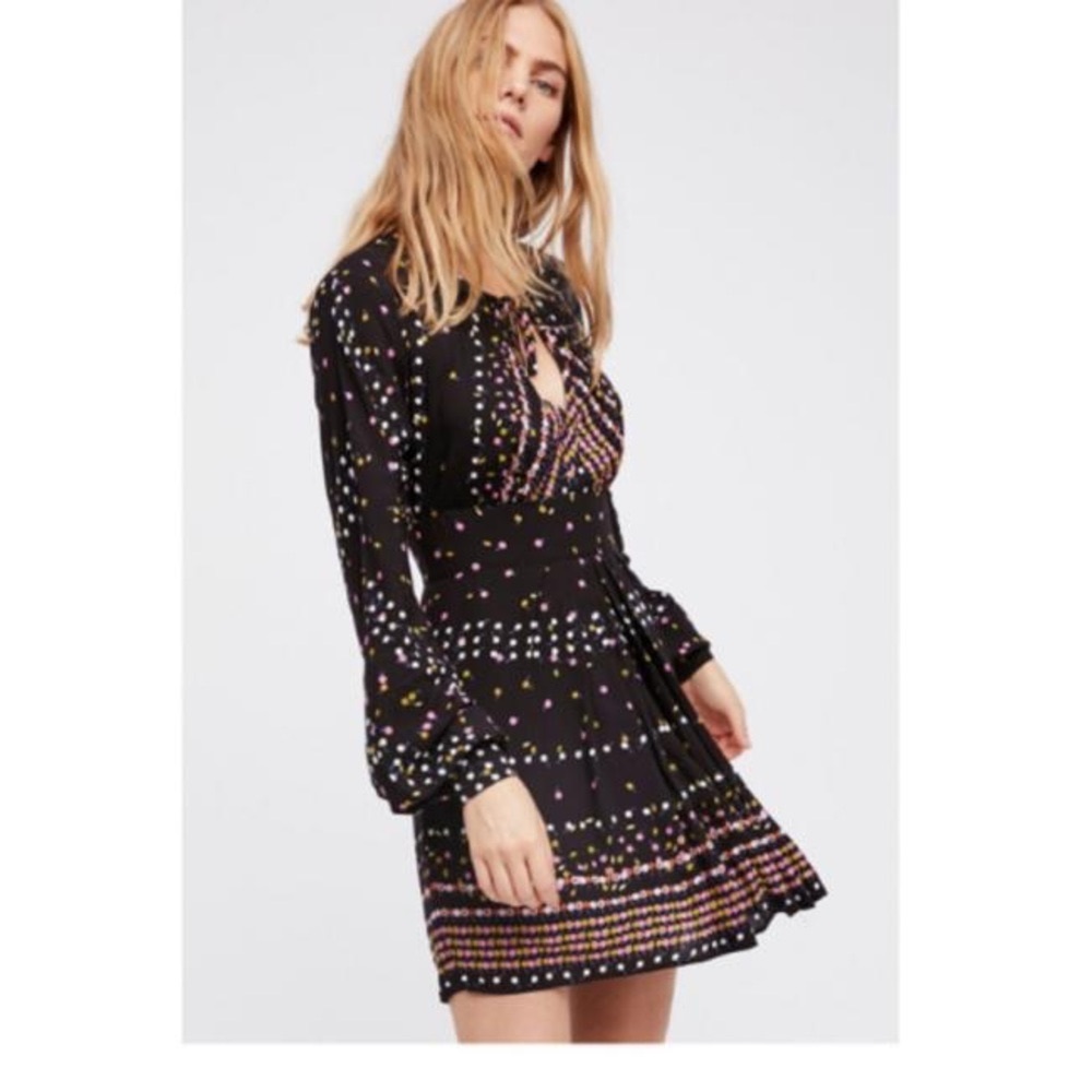 NWT Free People Coryn Skater Mini Casual Dress size 2 polka dot boho feminine
